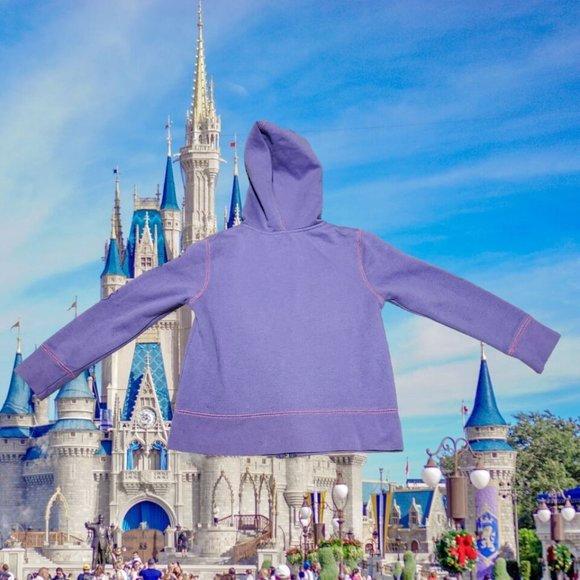 Walt Disney World Full Zip Embroidered Stitched Purple Fleece Sweatshirt Size S - Picture 5 of 9